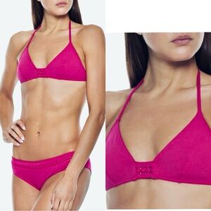 NWT ERES “Lumi” Multi Position Triangle Bikini Top Pink Fizz with Braiding